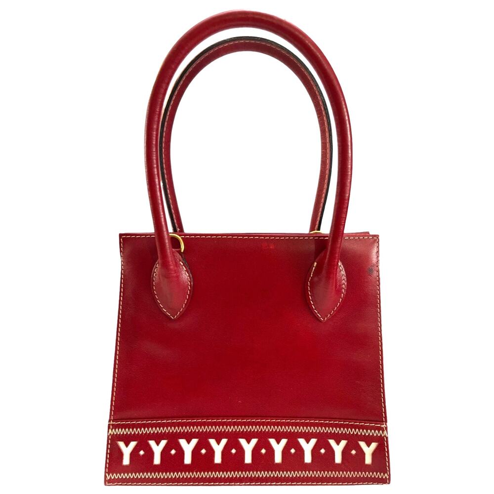 Yves Saint Laurent Vintage Red Leather Y Pattern Small Tote YSL Handbag